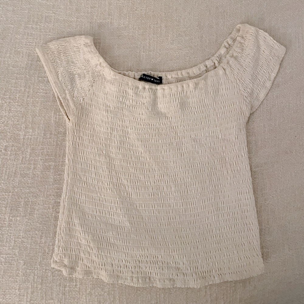 Cream Smocked Brandy Melville Top